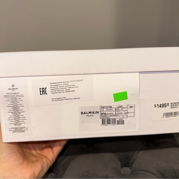 New Size 36.5 Balmain Calfskin Button Cuff Ranger Boots Black Gold - Picture 9 of 9